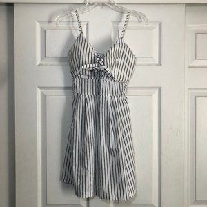 Purple Snow Striped White Sleeveless Mini Dress